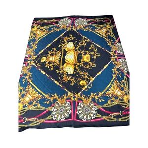 Berkshire Baroque Chain Link Floral Scarf Black Gold Red Silky Large Square